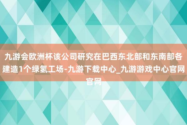 九游会欧洲杯该公司研究在巴西东北部和东南部各建造1个绿氢工场-九游下载中心_九游游戏中心官网