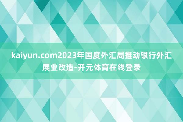 kaiyun.com2023年国度外汇局推动银行外汇展业改造-开元体育在线登录