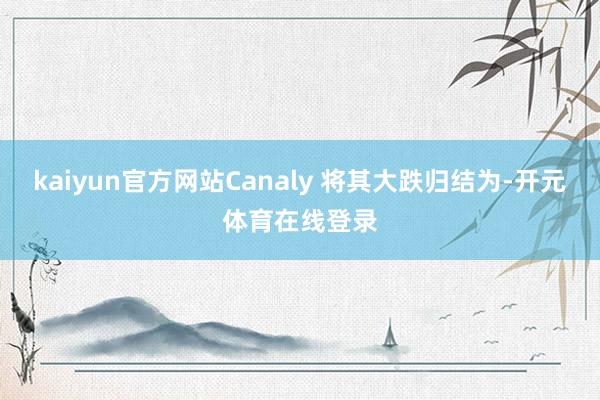 kaiyun官方网站Canaly 将其大跌归结为-开元体育在线登录