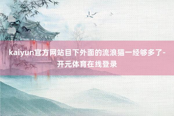 kaiyun官方网站目下外面的流浪猫一经够多了-开元体育在线